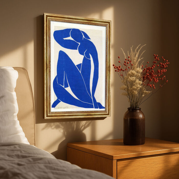 Der blaue Akt II von Henri Matisse Kunstdruck Leinwandbild mit Rahmen in Gold