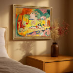 Die Lebensfreude von Henri Matisse Kunstdruck Leinwandbild mit Rahmen in Gold