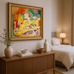 Die Lebensfreude von Henri Matisse Kunstdruck Leinwandbild mit Rahmen in Gold