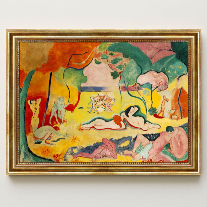 Die Lebensfreude von Henri Matisse Kunstdruck Leinwandbild mit Rahmen in Gold