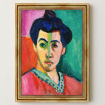 Die grüne Linie Porträt Madame Matisse von Henri Matisse Kunstdruck Leinwandbild mit Rahmen in Gold