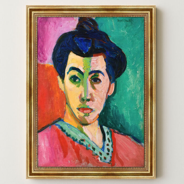 Die grüne Linie Porträt Madame Matisse von Henri Matisse Kunstdruck Leinwandbild mit Rahmen in Gold