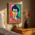 Die grüne Linie Porträt Madame Matisse von Henri Matisse Kunstdruck Leinwandbild mit Rahmen in Gold