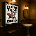 Flush Twice Poster for Bathroom Funny saying quotes for toilet – unframed