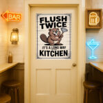 Flush Twice Poster for Bathroom Funny saying quotes for toilet – unframed