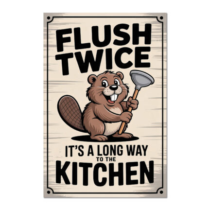Flush Twice Poster for Bathroom Funny saying quotes for toilet – unframed