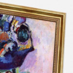 Frau mit Hut von Henri Matisse Kunstdruck Leinwandbild mit Rahmen in Gold