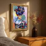Frau mit Hut von Henri Matisse Kunstdruck Leinwandbild mit Rahmen in Gold