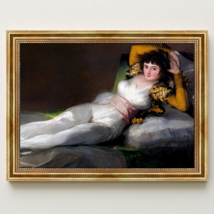 Bekleidete Maya von Francisco de Goya Kunstdruck Leinwandbild mit Rahmen in Gold