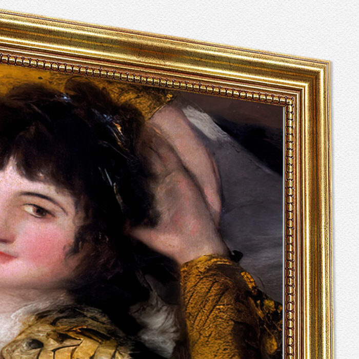 Bekleidete Maya von Francisco de Goya Kunstdruck Leinwandbild mit Rahmen in Gold