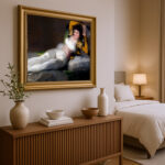 Bekleidete Maya von Francisco de Goya Kunstdruck Leinwandbild mit Rahmen in Gold