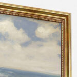 Damen an der Küste Malstil Monet Kunstdruck Leinwandbild mit Rahmen in Gold