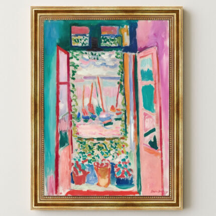 Offenes Fenster von Henri Matisse Kunstdruck Leinwandbild mit Rahmen in Gold