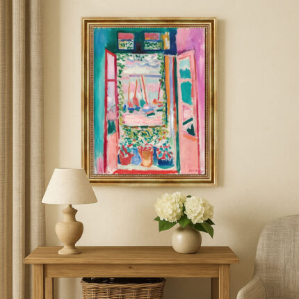 Offenes Fenster von Henri Matisse Kunstdruck Leinwandbild mit Rahmen in Gold