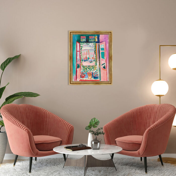 Offenes Fenster von Henri Matisse Kunstdruck Leinwandbild mit Rahmen in Gold