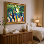 Promenade von Macke August Macke Kunstdruck Leinwandbild mit Rahmen in Gold