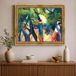 Promenade von Macke August Macke Kunstdruck Leinwandbild mit Rahmen in Gold