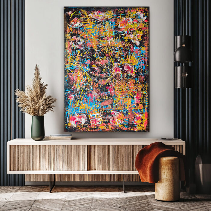 Tanzende Farben Abstrakt Handgemalt Leinwandbild Mehrfarbig Original Kunst Unikat (Kopie)
