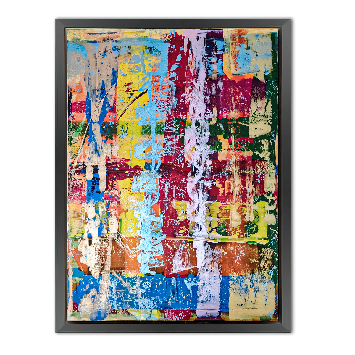 Vertikale Energie_rahmen_cover Vertikale Energie Abstrakt Handgemalt Leinwandbild Mehrfarbig Original Kunst Unikat