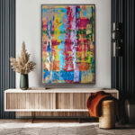 Vertikale Energie Abstrakt Handgemalt Leinwandbild Mehrfarbig Original Kunst Unikat