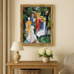 Vier Mädchen von Macke August Macke Kunstdruck Leinwandbild mit Rahmen in Gold