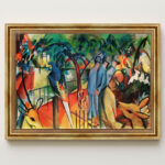 Zoologischer Garten I von August Macke Kunstdruck Leinwandbild mit Rahmen in Gold