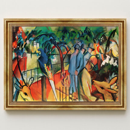 Zoologischer Garten I von August Macke Kunstdruck Leinwandbild mit Rahmen in Gold