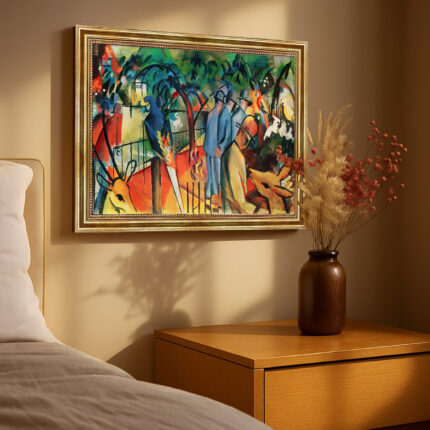 Zoologischer Garten I von August Macke Kunstdruck Leinwandbild mit Rahmen in Gold