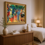 Zoologischer Garten I von August Macke Kunstdruck Leinwandbild mit Rahmen in Gold