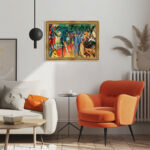 Zoologischer Garten I von August Macke Kunstdruck Leinwandbild mit Rahmen in Gold