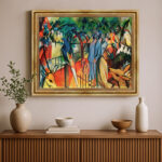 Zoologischer Garten I von August Macke Kunstdruck Leinwandbild mit Rahmen in Gold