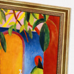 Türkisches Cafe II von Macke August Macke Kunstdruck Leinwandbild mit Rahmen in Gold