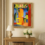 Türkisches Cafe II von Macke August Macke Kunstdruck Leinwandbild mit Rahmen in Gold