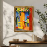 Türkisches Cafe II von Macke August Macke Kunstdruck Leinwandbild mit Rahmen in Gold