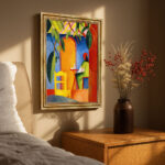 Türkisches Cafe II von Macke August Macke Kunstdruck Leinwandbild mit Rahmen in Gold