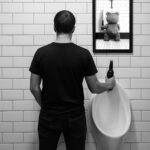 Süßer Teddy Bär muss mal Lustiger Tierdruck, Bild für Badezimmer Gäste WC Toiletten Dekoration