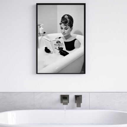 Audrey Hepburn Breakfast at Tiffany’s iconic poster, black and white print, vintage wall art decor for home