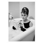 Audrey Hepburn Breakfast at Tiffany’s iconic poster, black and white print, vintage wall art decor for home