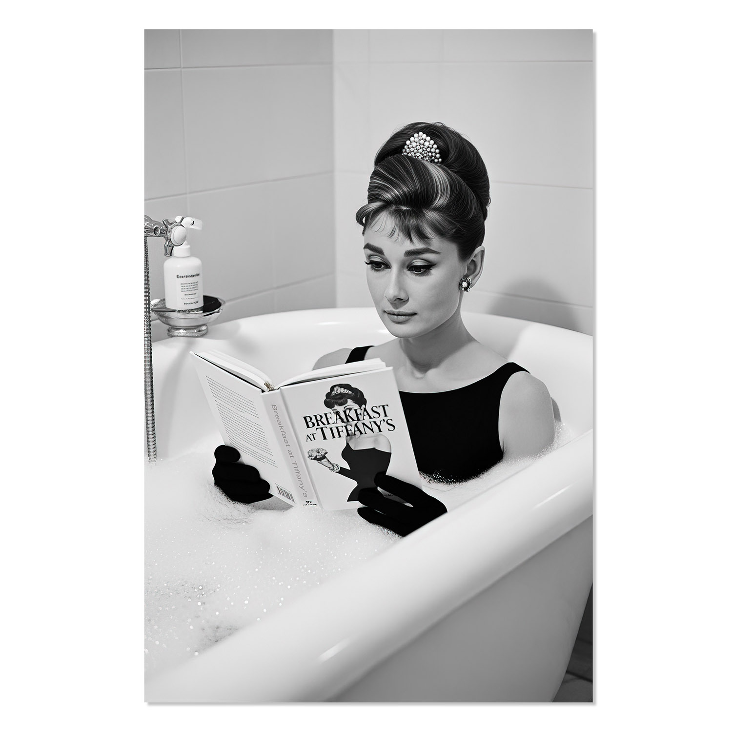 Breakfast at Tiffanys_poster Audrey Hepburn Breakfast at Tiffany’s iconic poster, black and white print, vintage wall art decor for home