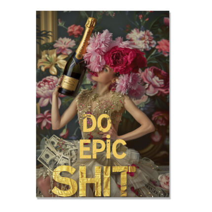 Do Epic Shit Art Poster – Vintage Upcycled Wall Art Funny Sayings wall decor – Unique Design – Surreal Collage