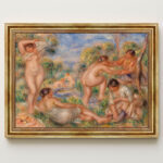 Badegruppe von Pierre-Auguste Renoir Bild mit Rahmen in Gold