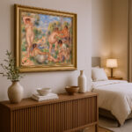 Badegruppe von Pierre-Auguste Renoir Bild mit Rahmen in Gold