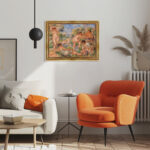 Badegruppe von Pierre-Auguste Renoir Bild mit Rahmen in Gold