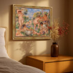 Badegruppe von Pierre-Auguste Renoir Bild mit Rahmen in Gold