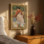 Badende und Magd von Pierre-Auguste Renoir Bild mit Rahmen in Gold