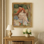 Badende und Magd von Pierre-Auguste Renoir Bild mit Rahmen in Gold