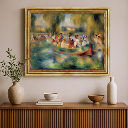 Bootsfahrt mit Familie von Pierre-Auguste Renoir Bild mit Rahmen in Gold