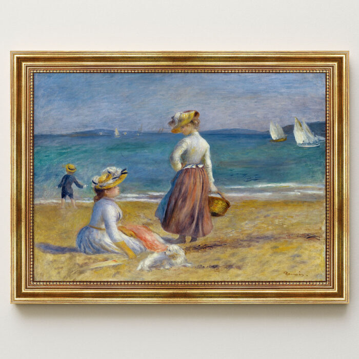 Figuren am Strand von Pierre-Auguste Renoir Bild mit Rahmen in Gold