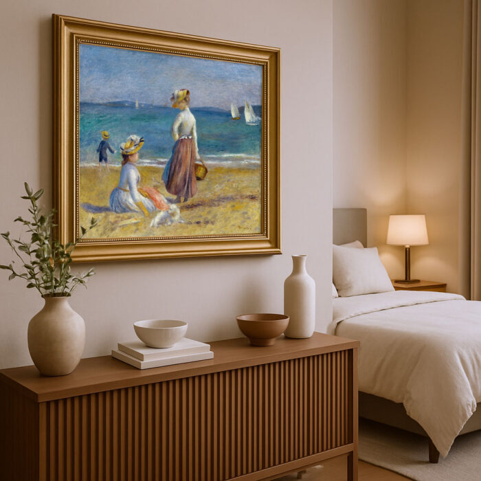 Figuren am Strand von Pierre-Auguste Renoir Bild mit Rahmen in Gold