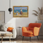 Figuren am Strand von Pierre-Auguste Renoir Bild mit Rahmen in Gold